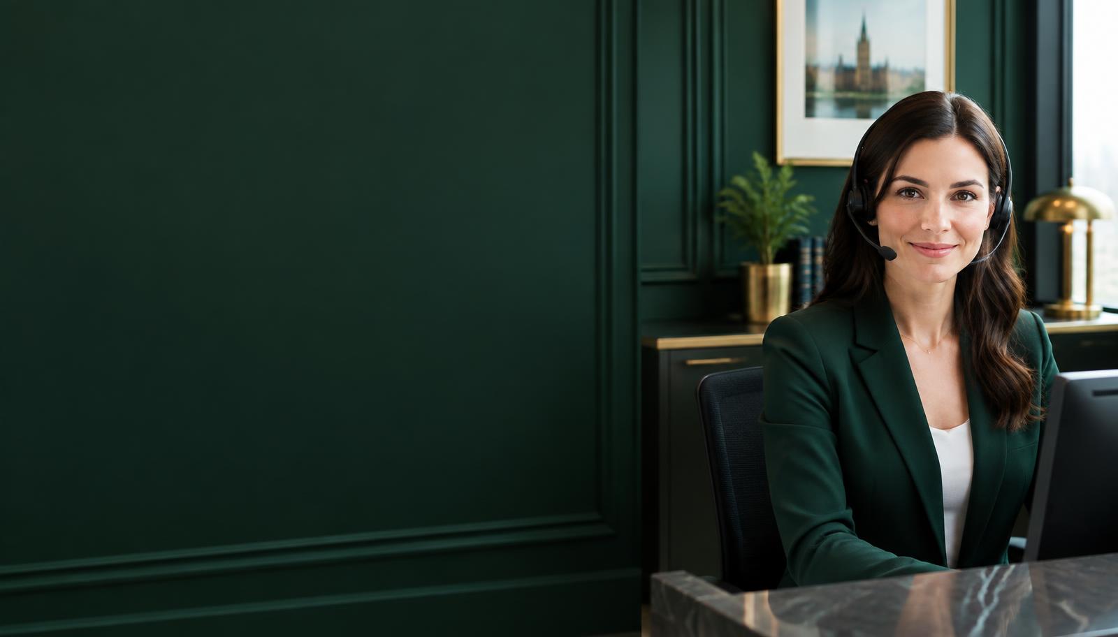 Law firm intake coordinator answering a call at her desk